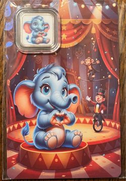 1 Gr. Silver .999 FS Heart Hands Elephant in Assay BU