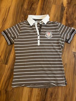 Striped Polo Shirt with Crest Logo