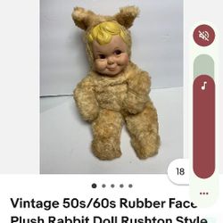 Vintage Baby Doll ..... Rubber Face And Body Is A Rabbit 