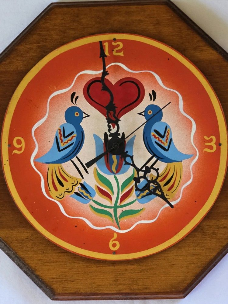 Vintage Hand Crafted Folk Art Wall Clock