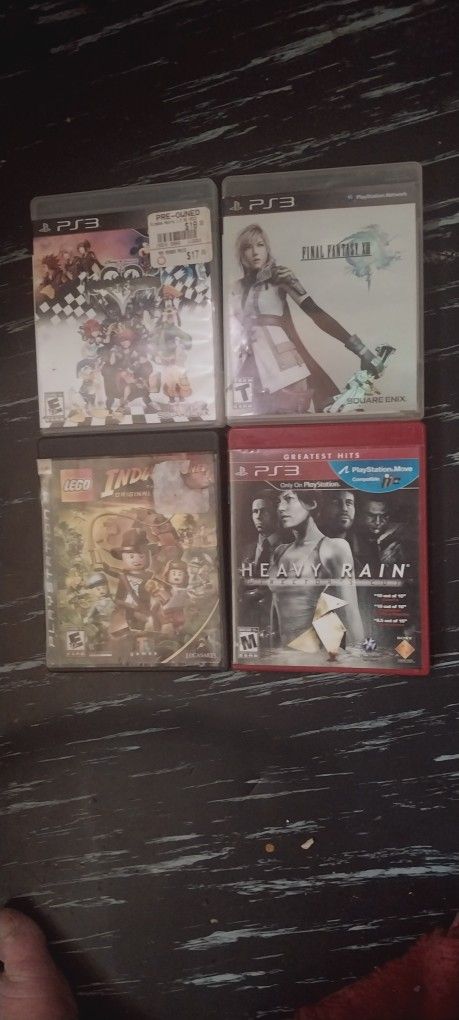 Four Playstation 3 Games Lot. Final Fantasy 13, Heavy Rain, Kingdom Hearts 1.5 , Lego Indiana Jones.