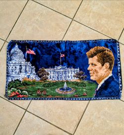 1960's John F Kennedy White House Rug Tapestry Wall Art President JFK