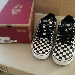 Vans Checkerboard Men’s Black White Canvas Skate Shoes NIB Size 10