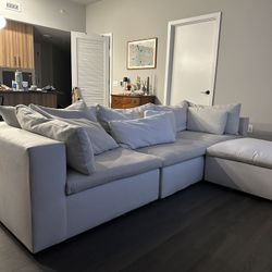 Harmony Modular 3-Piece Ottoman Sectional – Neutral Eco Weave (Oyster)