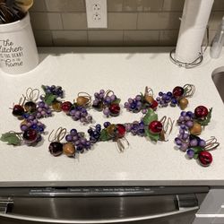 Apple, grape, pear napkin rings-12 count