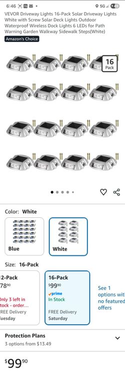 (117)
VEVOR Driveway Lights 16-Pack Solar Driveway Lights White with Screw Solar Deck Lights Outdoor Waterproof Wireless Dock Lights 6 LEDs for Path W