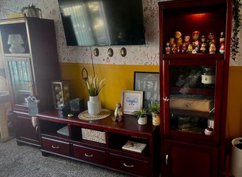 Mahogany Wood Entertainment Center with Storage