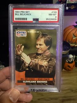 1991 PRO SET BILL BELICHICK #126 PSA 8