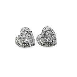 10k White Gold Diamond  Heart Stud Earrings  0.27 CTW