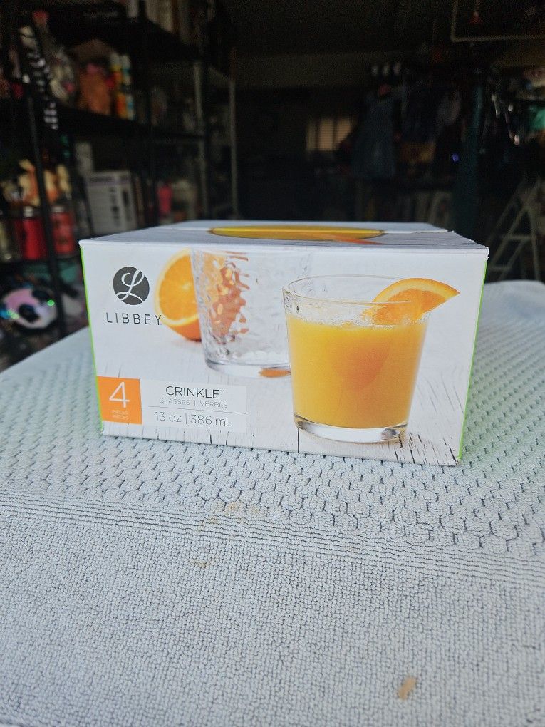 LIBBY set of 4 crinkle glasses