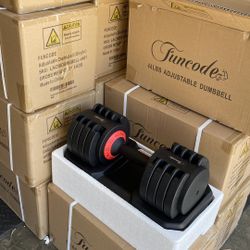 Funcode Adjustable Dumbbell Pair New In Boxes Single Dumbbell 6.6 Lbs 15 Lbs 25 Lbs 33 Lbs 44 Lbs Firm Price $180 For Women And Man 