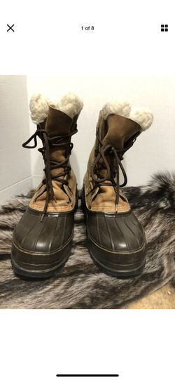 VINTAGE EDDIE BAUER MADE IN USA RUBBER BOOTS & WOOL LINING Size 11