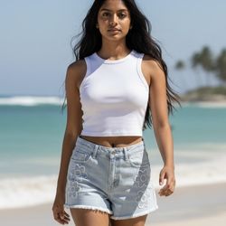 NEW Cali 1850 Daisy embroidered cut off shorts Juniors size 9 Jean denim floral appliqué NWT