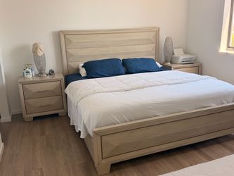 King Bed Frame and Two Nightstands Set