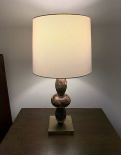 Elegant Sculptural Table Lamp with Cream Drum Shade