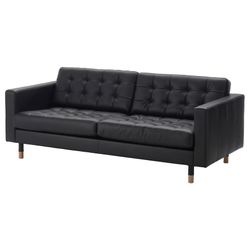 IKEA Morabo Black Leather Sofa