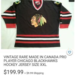 Vintage PRO PLAYER NHL CHICAGO BLACKHAWKS JERSEY Large