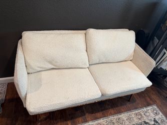 Cream Boucle Two-Seat Loveseat Sofa
