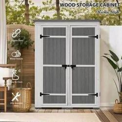 New in Box Outdoor Storage Shed with Floor 5.5ft H x 4.1ft L Wood Tool Cabinet