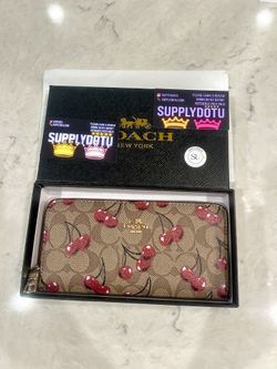 Coach Cherry Pattern Signature Long Wallet