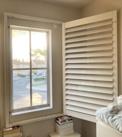 White Single Panel Wooden Shutters x2