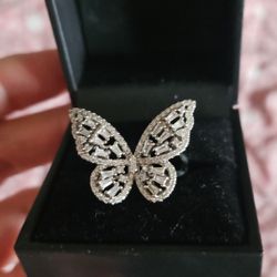 Sparkly Butterfly Ring Sz 7