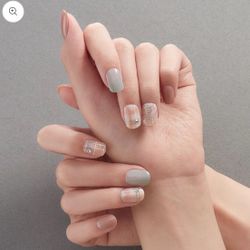 Dashing Diva Magic Press Nails - DISCONTINUED Sage Green Gold Glitter Short Square