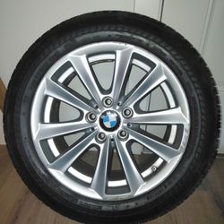 4x OEM BMW 17 inch V-Shaped, 9-spoke Wheels / Rims *W/ 4x Bridgestone Driveguard  Run Flat / TubelessTires 225/55rf17 97v Tires Only 100 Miles!!