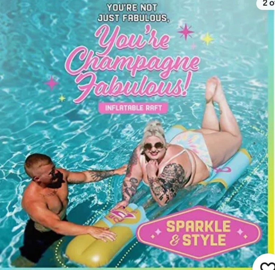 New In Box. Champagne Inflatable Float W/ 2 Cup Holders. Holds Up To 400 Pounds. See Photos. Cash Pickup Only