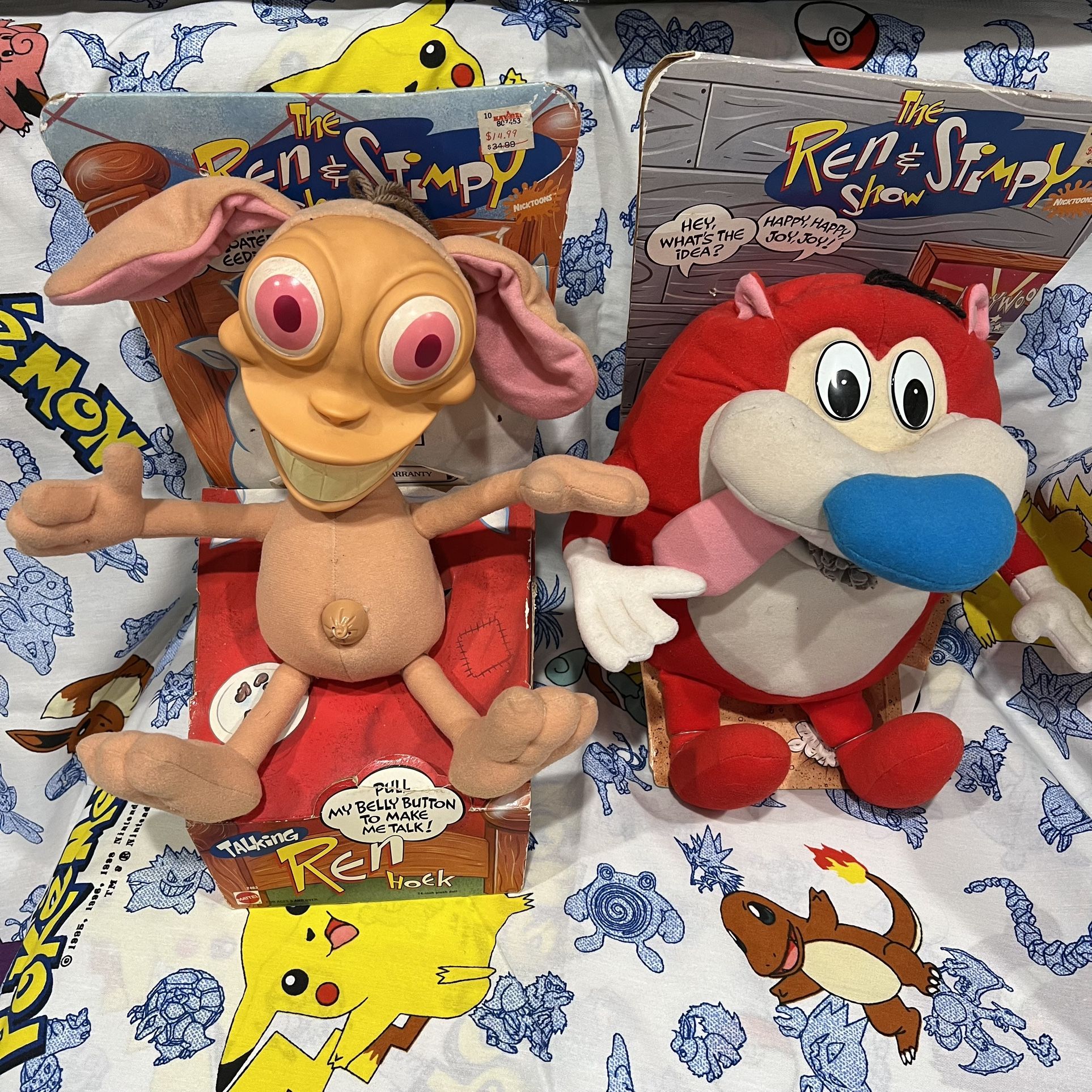 Vintage Ren & Stimpy Ren Talking Plush NIB Nickelodeon Cartoon Dog Mattel