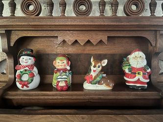 Ceramic Christmas Ornament Light up Figurines Set of 4