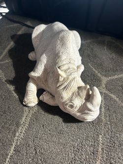 Vintage-Style Resting Rhino Statue