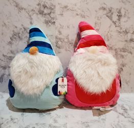 Gnome Blue And Pink Decorative Faux Fur Pillow Set