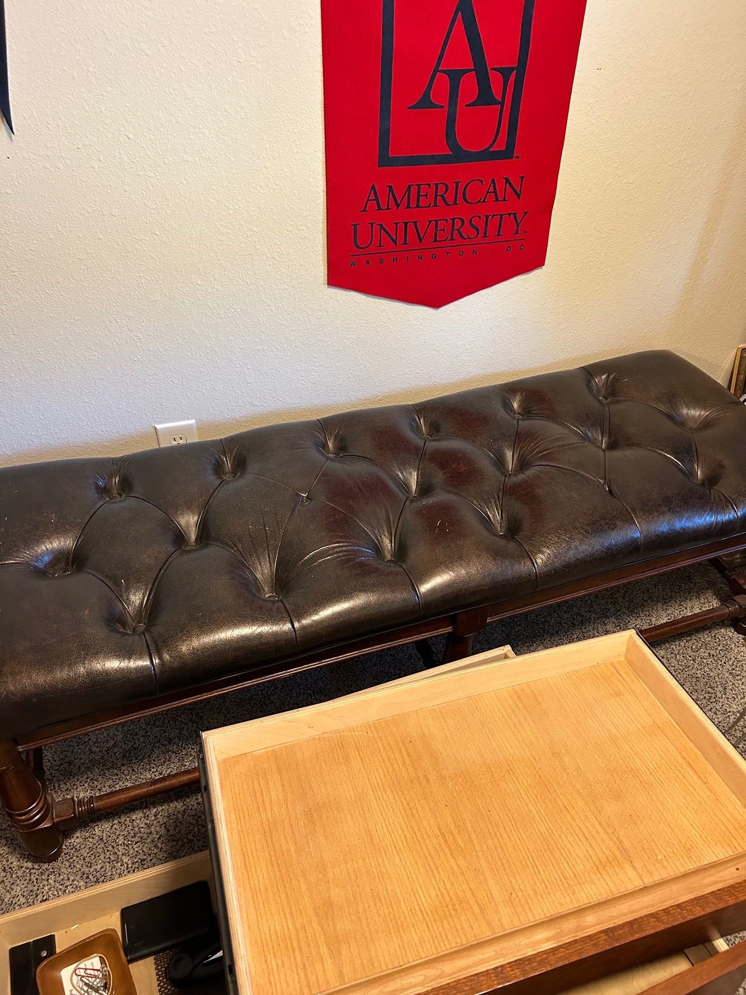 Large Brown Tufted Ottoman