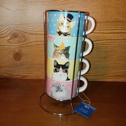 Pier 1 Stacking Mugs Party Animal Cats