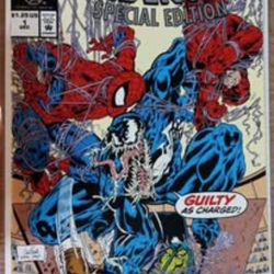 Marvel Comics-Spider-Man Special Edition (1992)embossed cover with poster still intact inside.