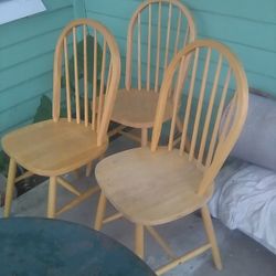 3 Good  Wood Chairs 