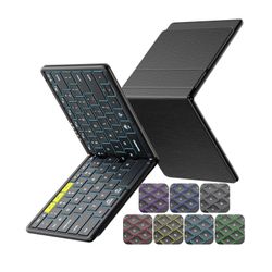 Samsers Full-Size Foldable Bluetooth Keyboard, KF08X Wireless Folding Keyboard with Backlight, Portable Travel Keyboards for iPhone iPad Smartphone Ta