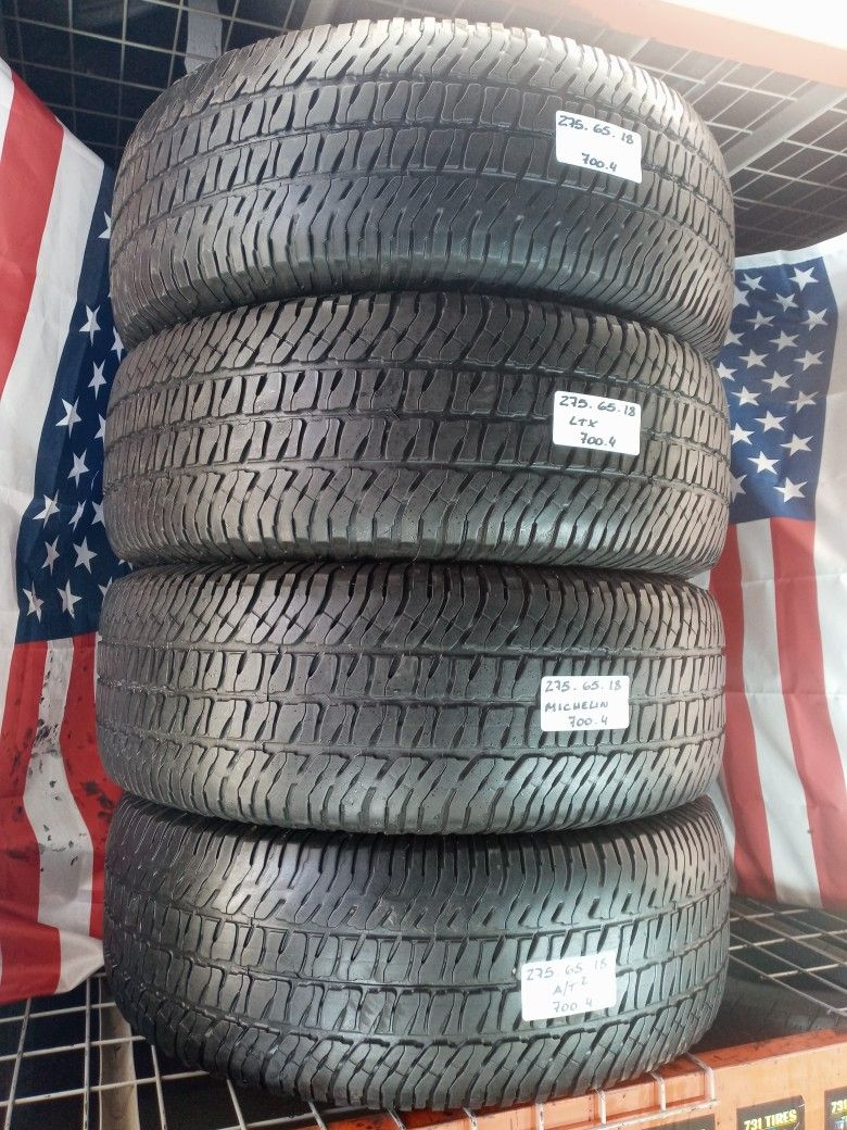 4 USED TIRES 275 65 18 MICHELIN LTX AT2 TRUCK TYRES F150 TUNDRA TAHOE ...