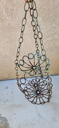 Vintage Wrought Iron Rustic 3 Tier Hanging Plant Basket