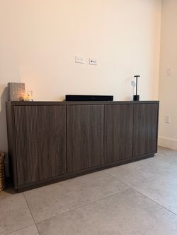 Dark Wood Sideboard with Fluted Doors
