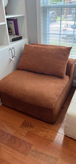 Brown Corduroy Armless Accent Chair