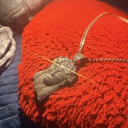 15k Moissanite Jesus Piece Chain