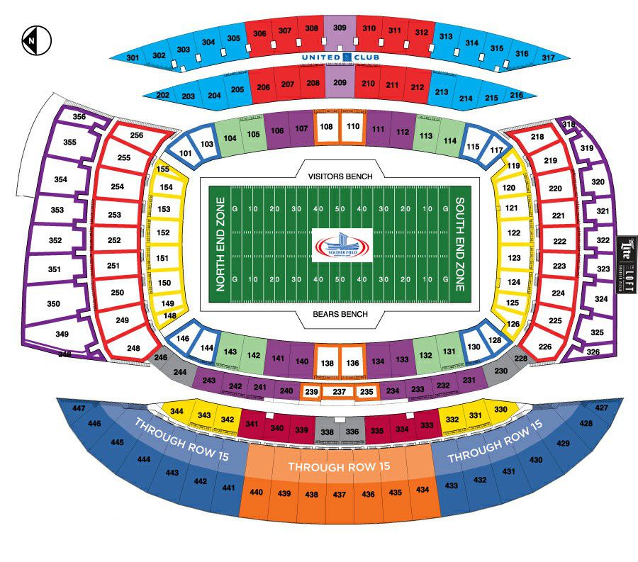 2 Bears vs Packers tickets on 45yd Line,  overlooking Bears Bench!