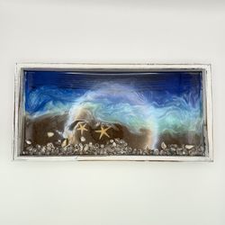 Beach Resin & Wood Tray