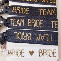 10 Team Bride & 1 BRIDE Hair Tie Favor Pack $12