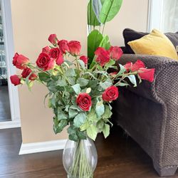 Beautiful Artificial Roses In Vase