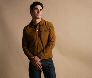 Brown Suede Leather Trucker Jacket