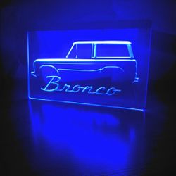 FORD BRONCO LED NEON BLUE LIGHT SIGN 8x12