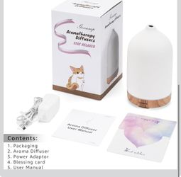 Gooamp 200ML Ceramic Essential Oil Diffuser - Ultrasonic Aromatherapy & Humidifier with 7-Color LED Lights, Auto Shut-Off, Wood Grain Base, 1H/3H/6H T